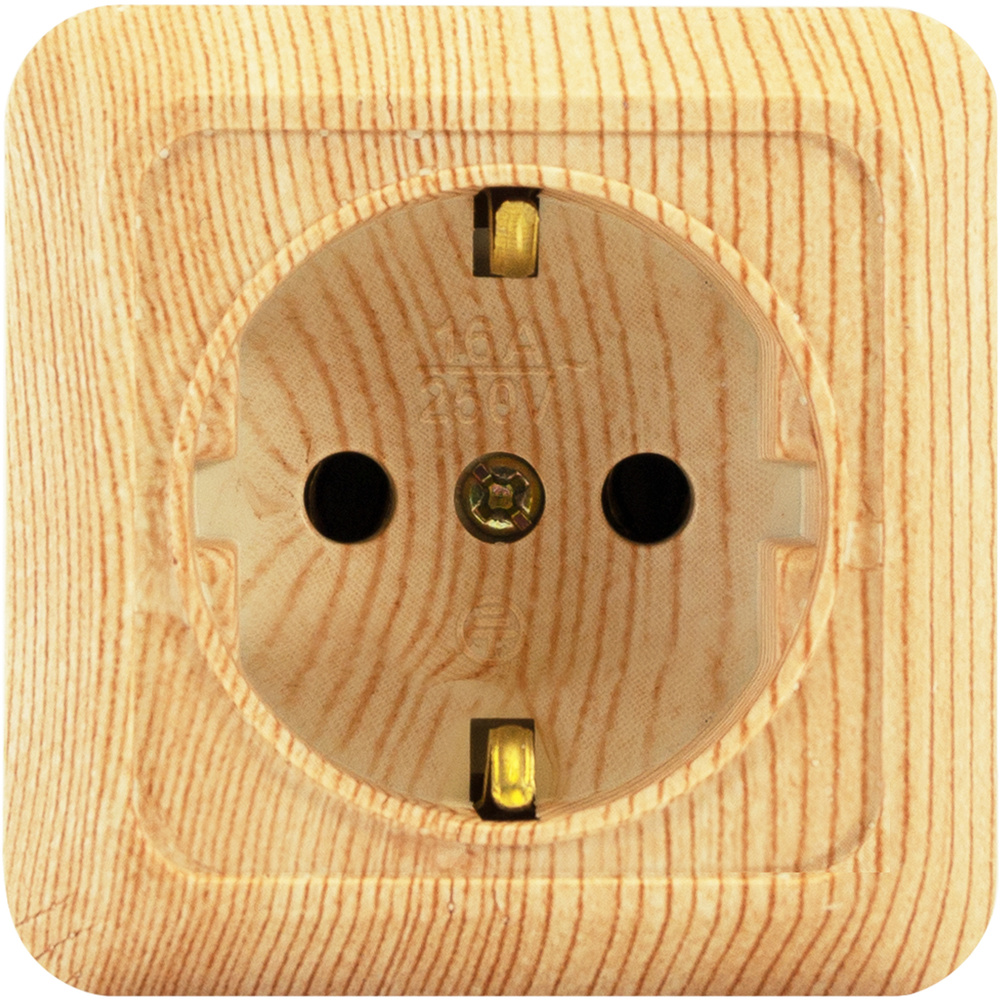 Розетка накладная одинарная с заземлением Jilion дуб - купить по низкой ...