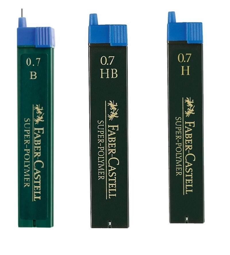 Грифели Faber-Castell Super-Polymer 0,7 мм, твердость B + HB + H, 3 тубы по 12 шт.  #1