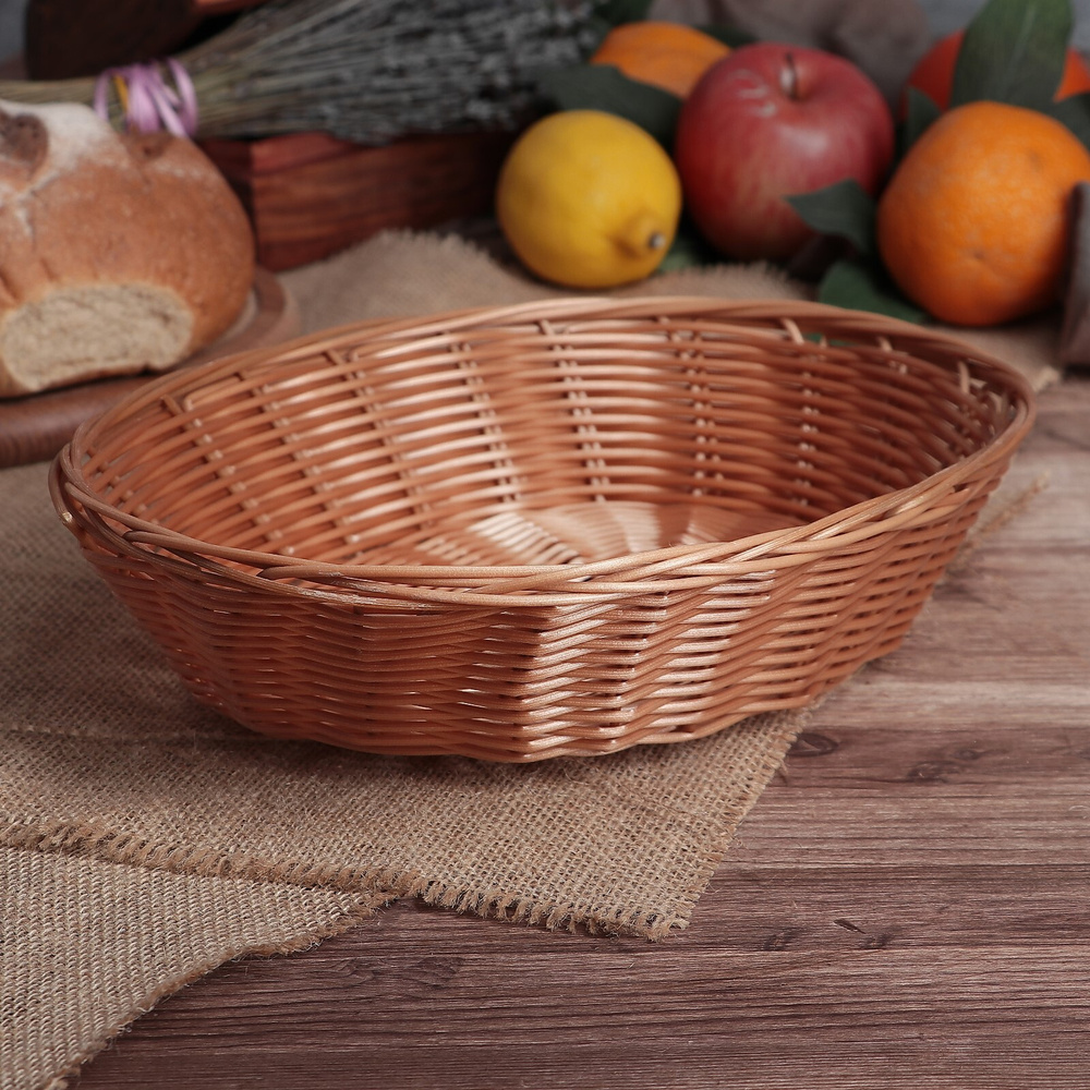 Сухарница-корзинка для подачи фруктов и хлеба плетеная Доляна "Капучино", органайзер кухонный для хранения #1