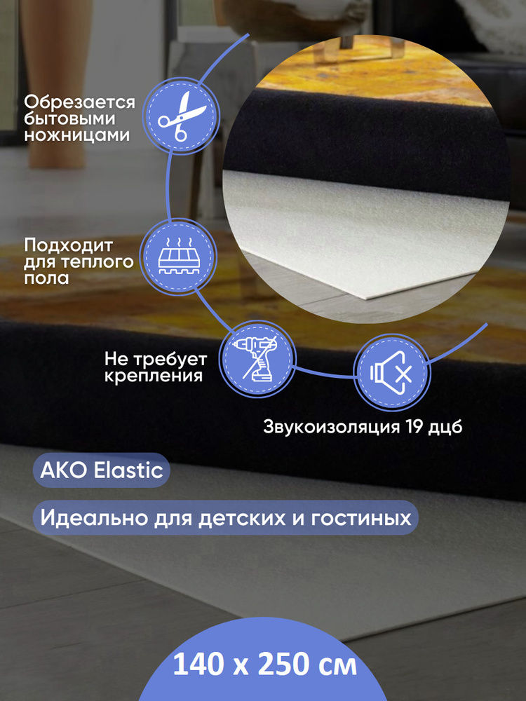 Противоскользящая шумоизолирующая подложка под ковер AKO Elastic 140х250см  #1