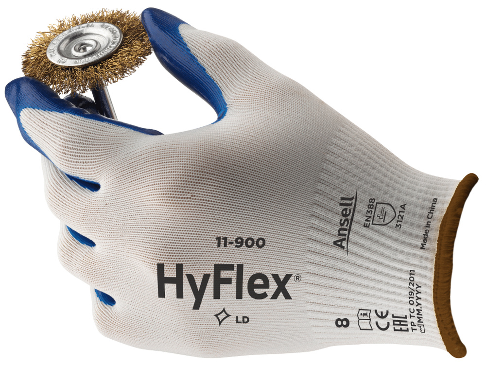 Перчатки защитные рабочие облитые Ansell HyFlex 11-900, 1 пара/уп, размер: 8  #1