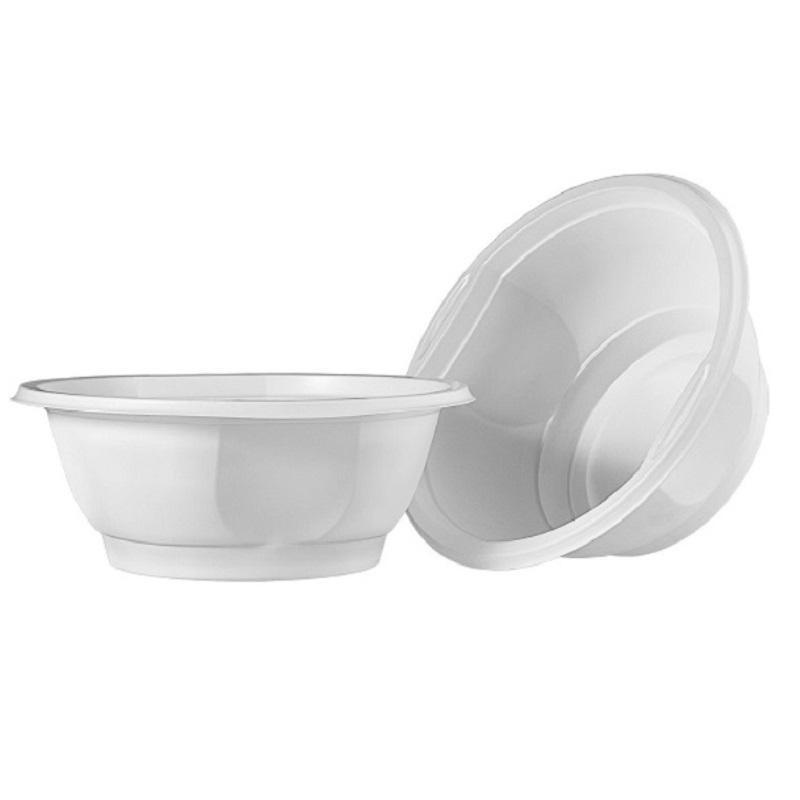 Набор пластиковых тарелок одноразовых белого цвета,диаметр 16см,объем 600мл , 50 шт. , Clever Paper. #1