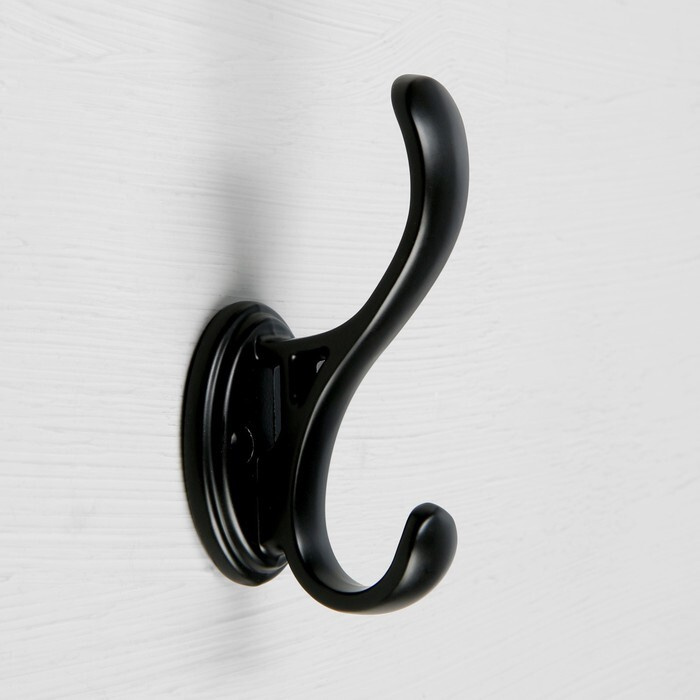 Крючок мебельный CAPPIO FLOW, двухрожковый, цвет черный #1