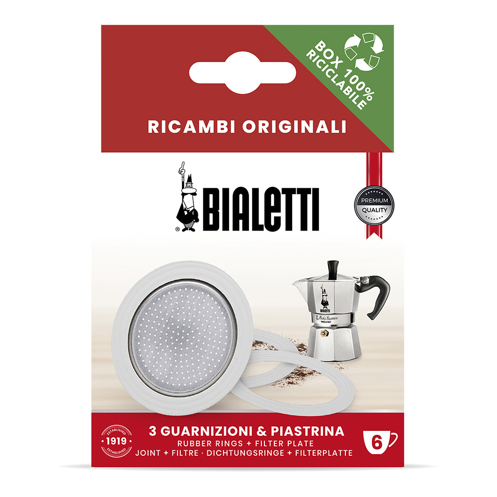 3 уплотнителя + 1 фильтр Bialetti для алюминиевых кофеварок на 6 чашек  #1