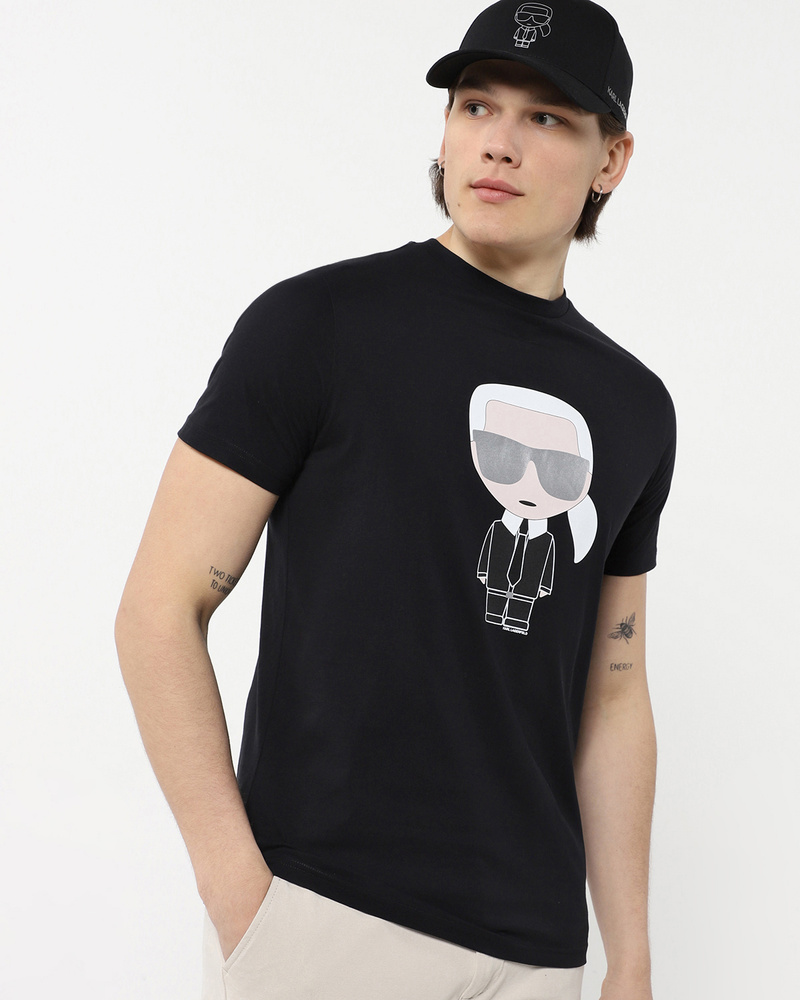 Футболка Karl Lagerfeld, размер 50, 48, цвет черный, 100% хлопок ...