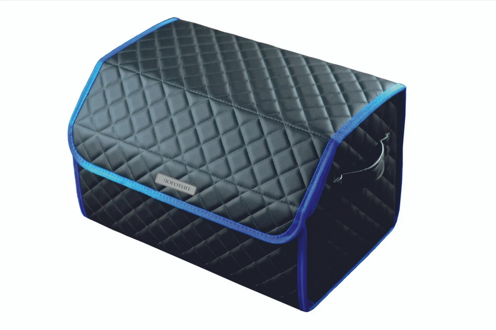 Сумка органайзер в багажник черная с серой нитью ViceCar (синий кант) с логотипом FORD  #1