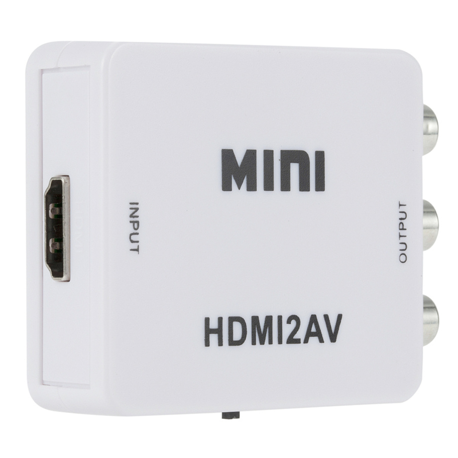 HD Видео конвертер - переходник HDMI вход на Колокольчики RCA выход AV/CVSB  L/R HDMI2AV белый