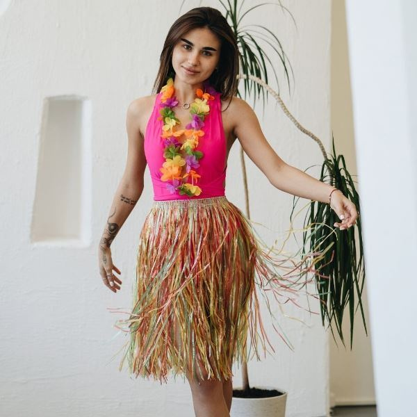 ЕОНК - Гавайская юбка, 40 см, двухцветная голубо-розовая - - руб.