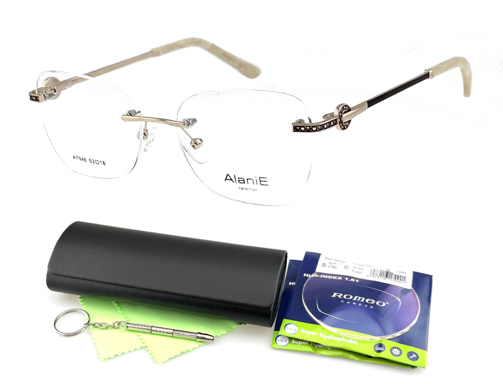 Безободковые очки на винтах ALANIE с футляром мод. 7946 Цвет 1 с ...