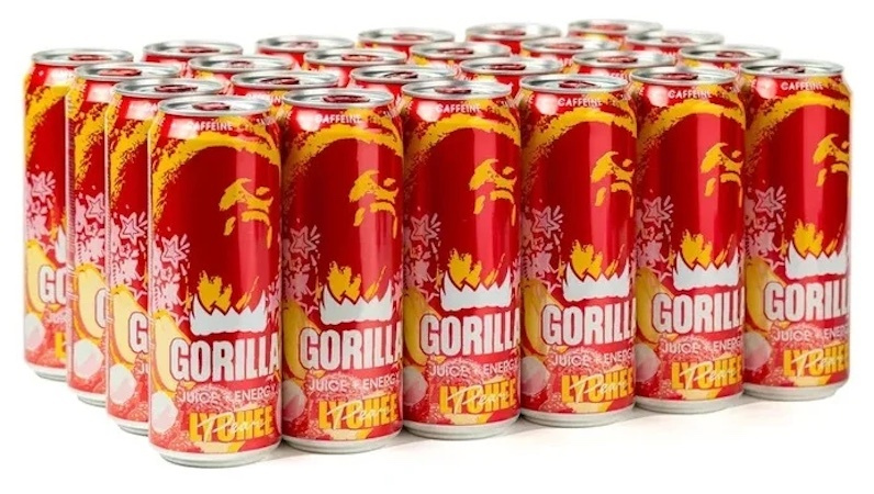 Напиток энергетический Gorilla (Горилла) со вкусом Личи и Груша 0,45 л х 24 шт, газированный, ж/б  #1