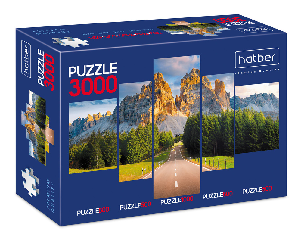 Пазлы Hatber Premium 500+500+1000+500+500 элементов "5 картинок в 1 ...
