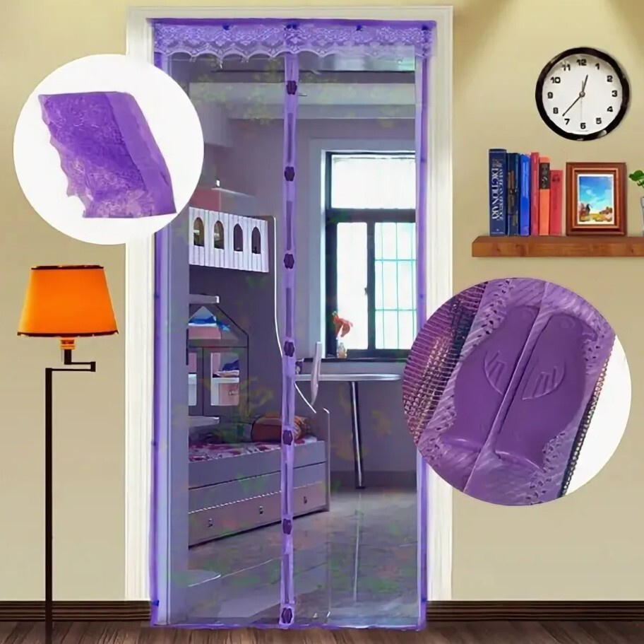 Дверная антимоскитная сетка на магнитах 100х 210 см, фиолетовая  #1