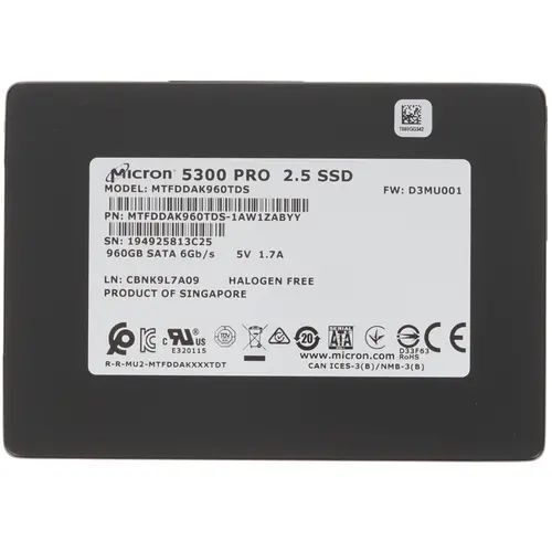 Micron 960 ГБ Внутренний SSD-диск 5300 Pro MTFDDAK960TDS-1AW1ZABYY (MTFDDAK960TDS-1AW1ZABYY)  #1