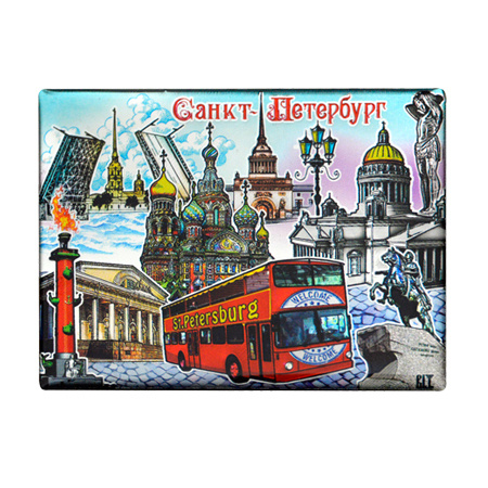 Магнит Санкт-Петербург подарочный фальгированный , сувенир из Спб #1