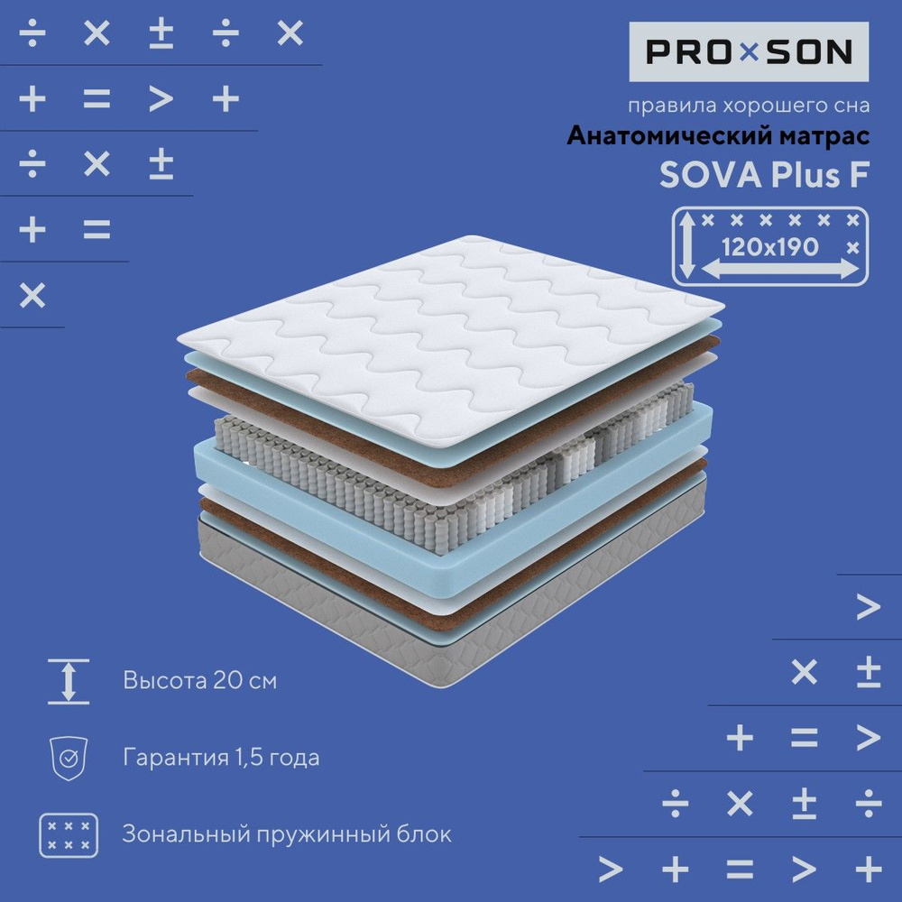 Матрас анатомический PROxSON SOVA Plus F, двуспальный 120x190 #1