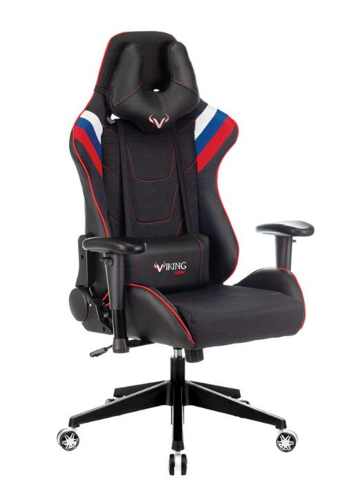Кресло игровое Zombie VIKING 4 AERO RUS цвет бело - синий - красный, материал текстиль и экокожа, с подголовником, #1