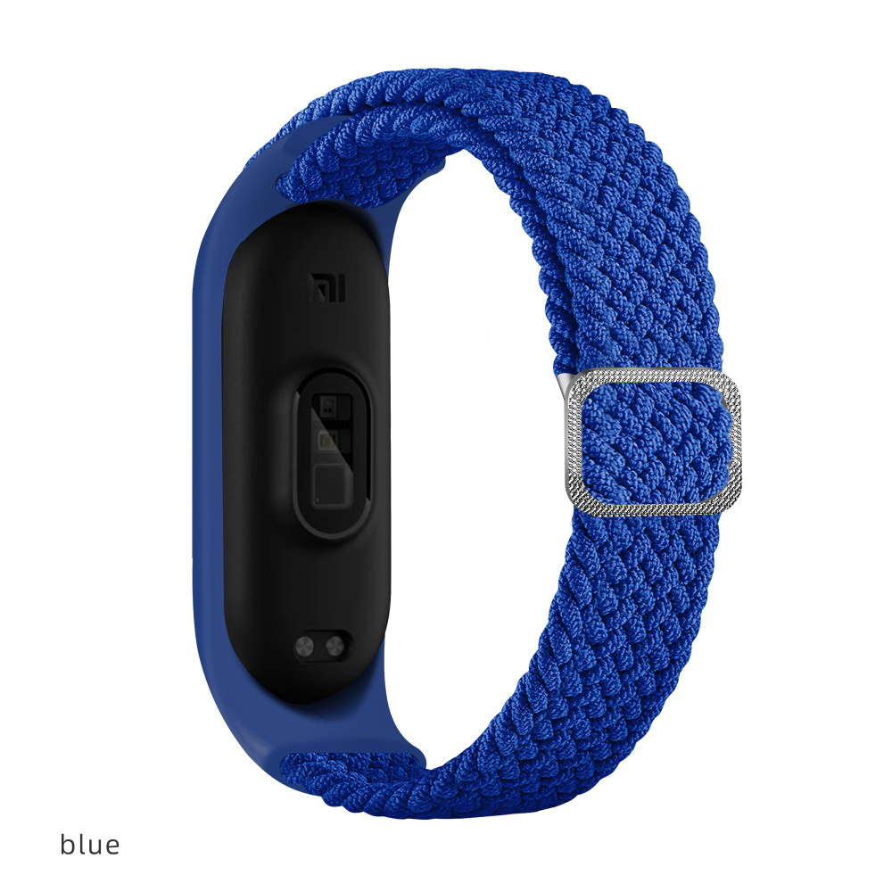 Плетёный ремешок из эластичной ткани для фитнес браслета Xiaomi Mi Band 3 4  5 6 7 (Ксиоми Ми Бэнд 7) синий - купить с доставкой по выгодным ценам в  интернет-магазине OZON (721506202)