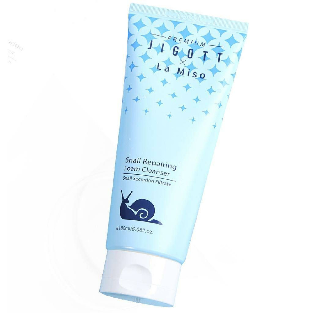 Jigott Восстанавливающая пенка для умывания с муцином улитки Premium ...