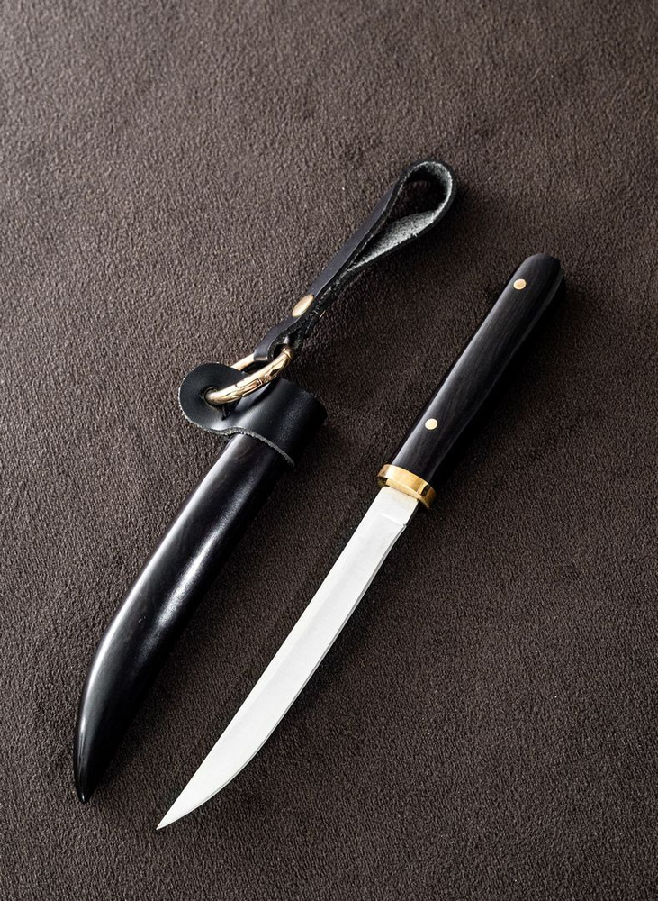 Нож Ронин в деревянных ножнах черный граб для туризма, рыбалки, охоты ...