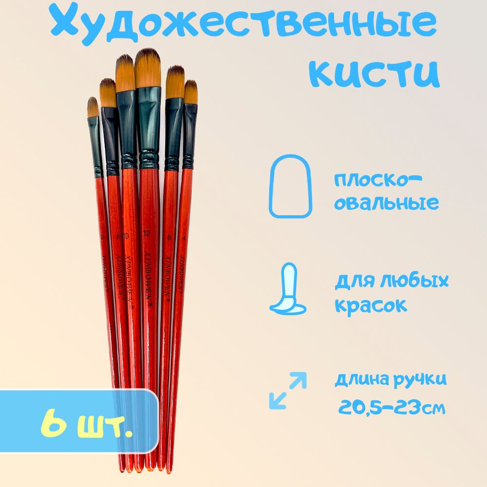 Кисти художественные для рисования 6 шт (синтетика) - купить с ...