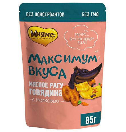 Мнямс Dog / Паучи Максимум вкуса Мясное рагу Говядина с морковью 85г х 24шт  #1