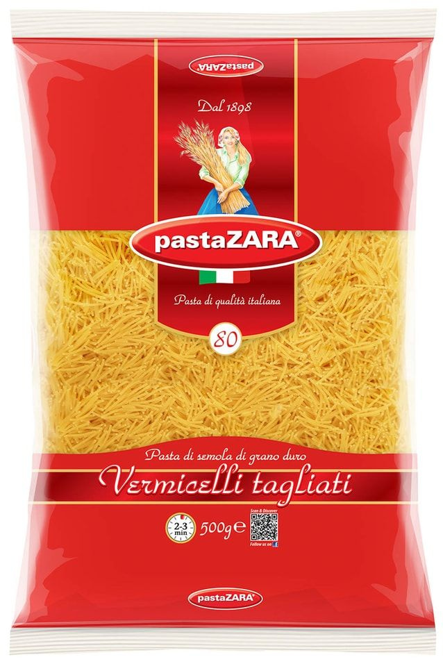 Макароны Pasta ZARA №80 Vermicelli tagliati 500г х 3шт купить с доставкой по выгодным ценам в