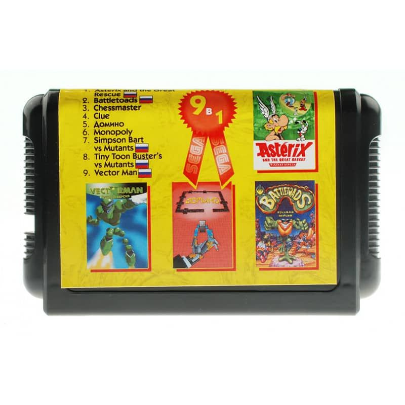 Картридж (16 бит) cборник игр 9в1 "BS-9001" (Рус) (Без коробки) для ...