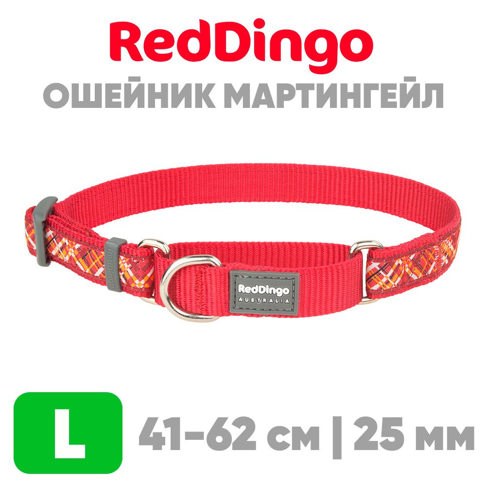 Мартингейл ошейник для собак Red Dingo красный Flanno #1