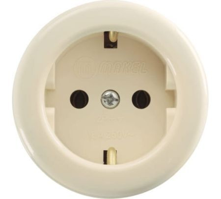 Розетка наружная с заземлением круглая (керамика) код 16011 Makel (4шт ...