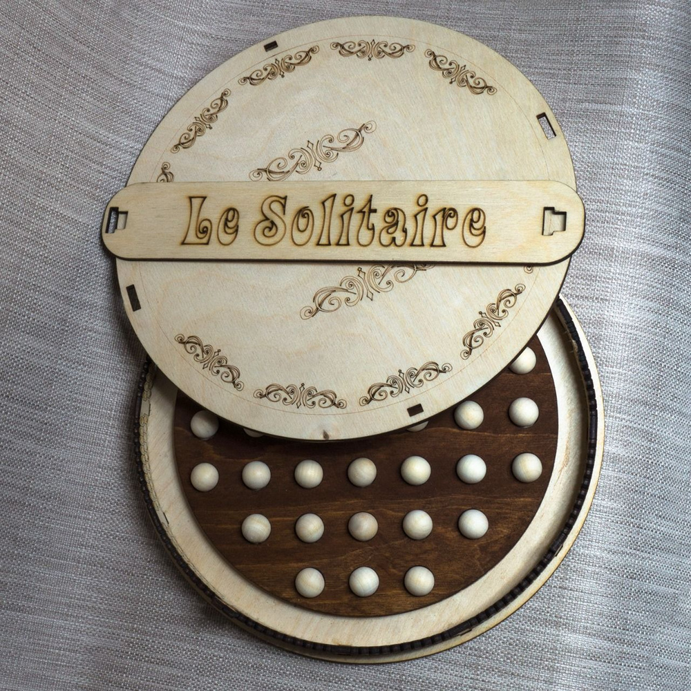 Деревянная настольная игра Солитёр в шкатулке с деревянными шариками ...