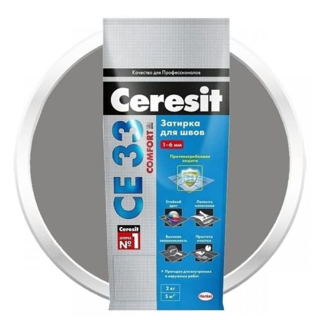 Затирка для узких швов до 6 мм Ceresit СЕ 33 Comfort 13 антрацит 2 кг  #1