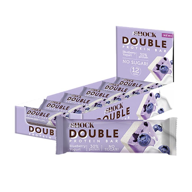 Батончики протеиновые неглазированные без сахара FitnesSHOCK Double Bar ...