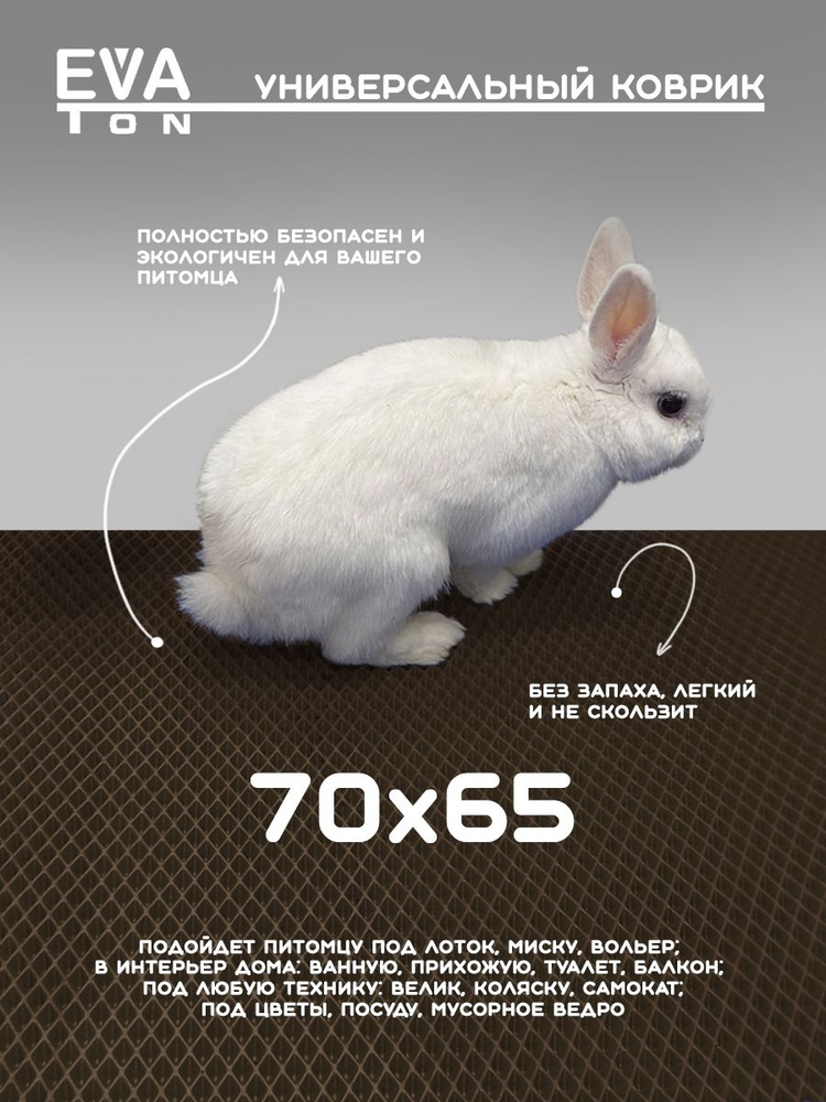 EVA Эва коврик универсальный без окантовки 70х65 см, для питомца, в ванную, прихожую, туалет, балкон. #1