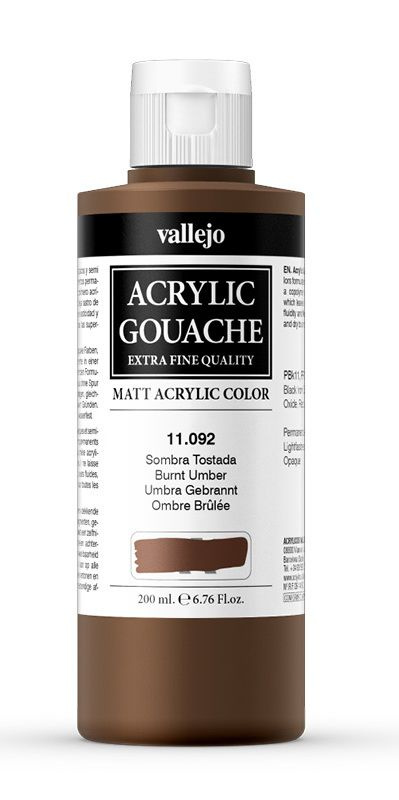 Акриловая гуашь Vallejo 11.092 Burnt Umber/ Умбра жженая 200мл #1