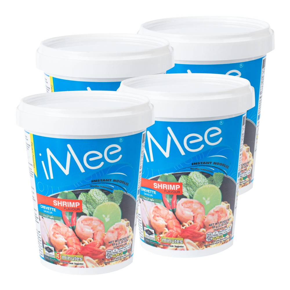 Лапша быстрого приготовления со вкусом креветок iMee, стакан 65 г х 4 шт -  купить с доставкой по выгодным ценам в интернет-магазине OZON (828786640)