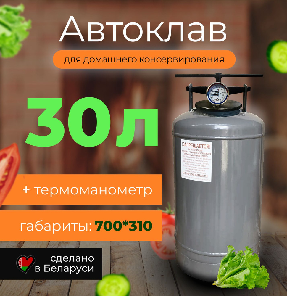 Автоклав для домашнего консервирования, установка бытовая для стерилизации30 л. с термоманометром, НЗГА Беларусь - купить с доставкой по выгоднымценам в интернет-магазине OZON (651075761)