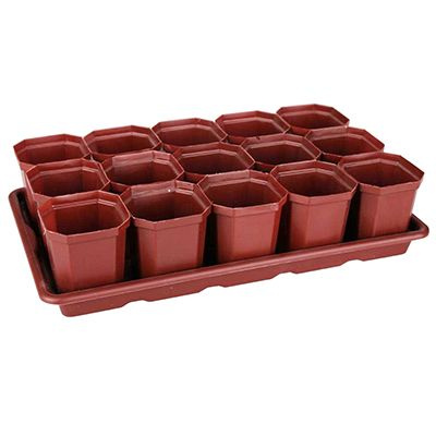 Набор для рассады пластмассовый 41х24х9см, 15 горшочков по 0,3л, на ...