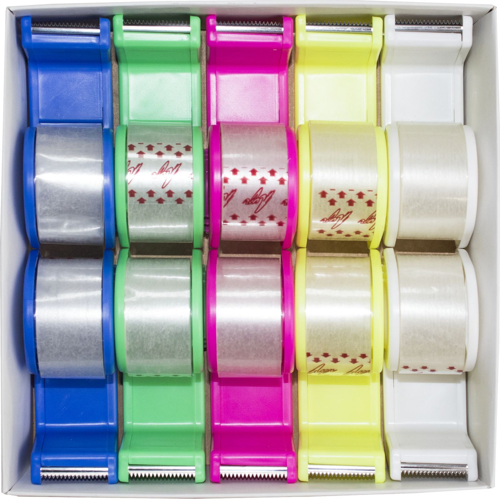 Лента липкая Луч, 24 мм х 20 м, в диспенсере настольном, в ассортименте ...