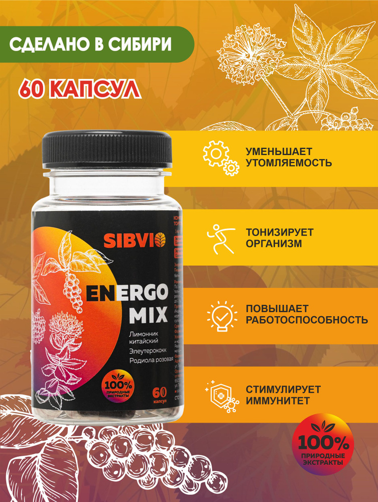 Energo Mix комплекс витаминов, пищевые добавки для энергии адаптогены ...