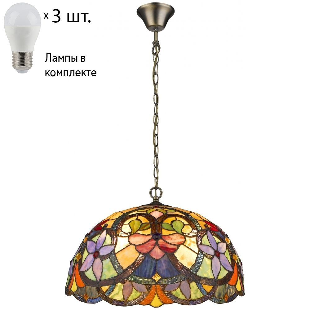 Светильник тиффани. Подвесной светильник с лампочками Velante 818-806-03Lamps E27 P45  #1