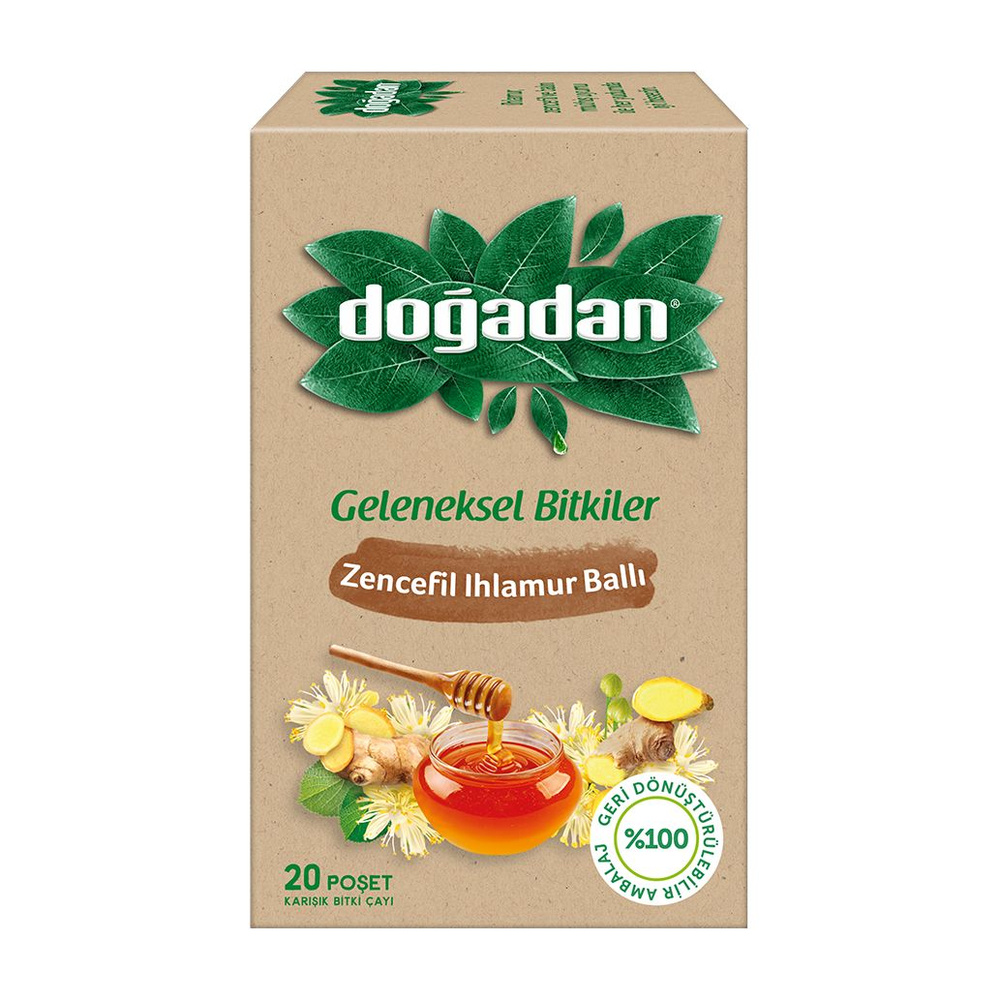 Турецкий цветочно-травяной чай в пакетиках из цветов липы, меда и имбиря, "Dogadan", Zencefil Ihlamur #1