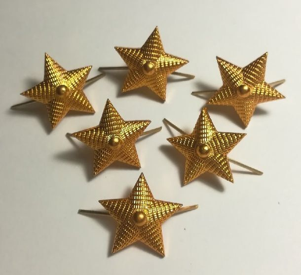 Звезда большая рифленая золотая 20 мм, 6 шт #1