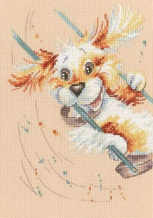 Набор для вышивки РТО "M706 Веселые качели" / Счетный крест / Год Собаки, Животные, Собаки  #1