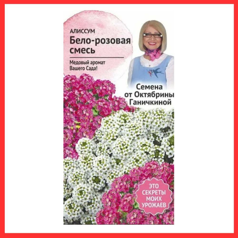 Семена однолетних , карликовых цветов Алиссум "Бело-розовая смесь" для дачи и огорода / В открытый грунт #1