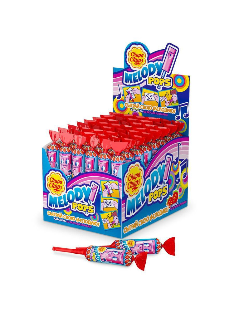 Карамель Chupa Chups Melody Pops со вкусом клубники 15г 48 штук #1