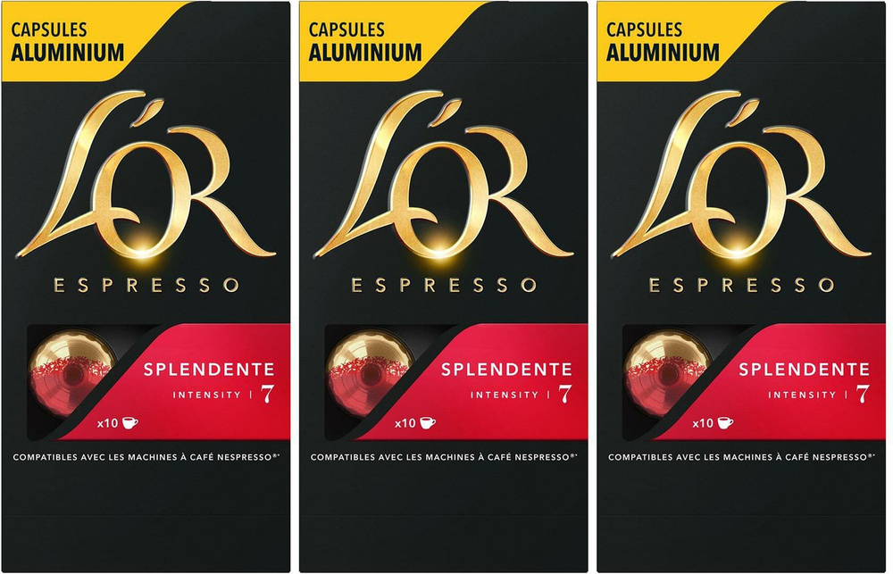 Кофе L'OR Espresso Splendente натуральный жареный молотый в капсулах 5,2 г х 10 шт, комплект: 3 упаковки #1