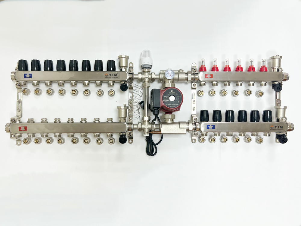 Комплект для подключения тёплого водяного пола на 6 выходов и радиаторов отопления 8 шт  #1