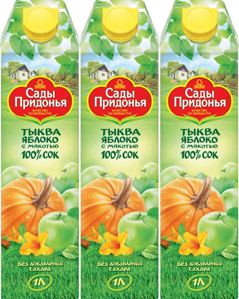 Сок Сады Придонья Тыквенно-яблочный с мякотью, комплект: 3 упаковки по 1 л  #1
