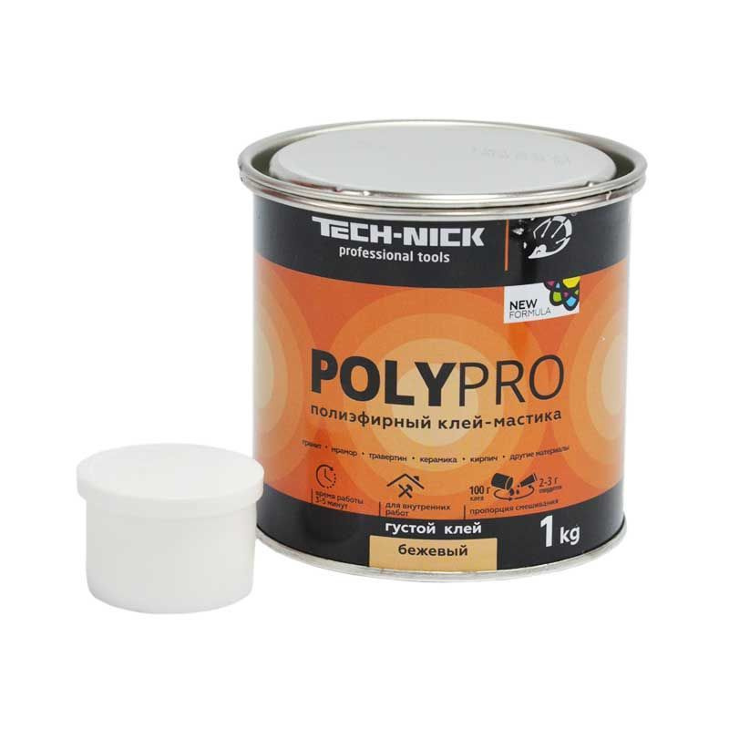 Клей полиэфирный PolyPro (бежевый/густой) 1кг TECH-NICK #1