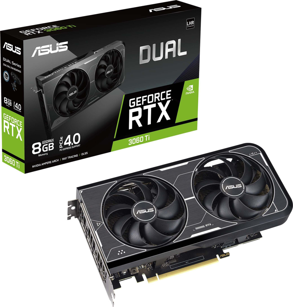 ASUS Видеокарта GeForce RTX 3060 Ti Dual OC Edition 8 ГБ  (DUAL-RTX3060TI-O8GD6X)